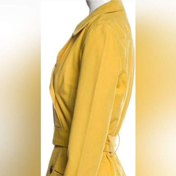 Vintage Very Good '90's Fiorucci Yellow Cotton Twill Trench Coat w/Belt Sz Small - Picture 7 of 9